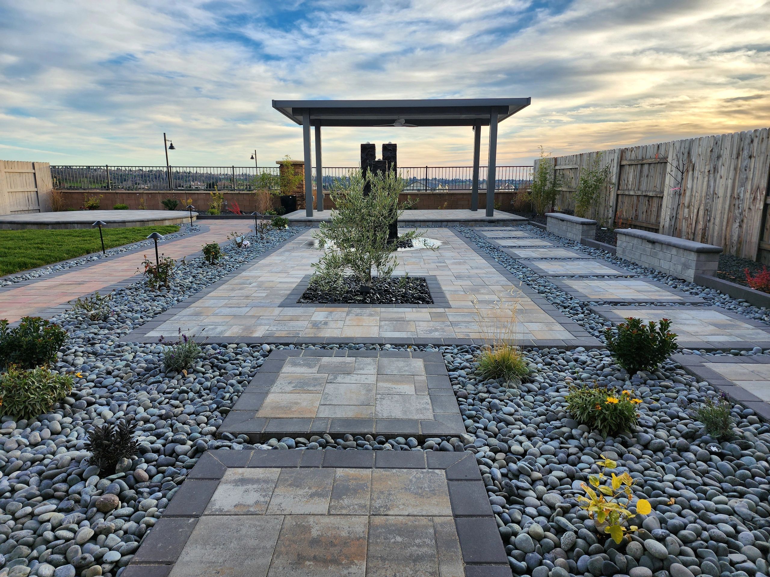 Outdoor living hardscape and lighting photo 3