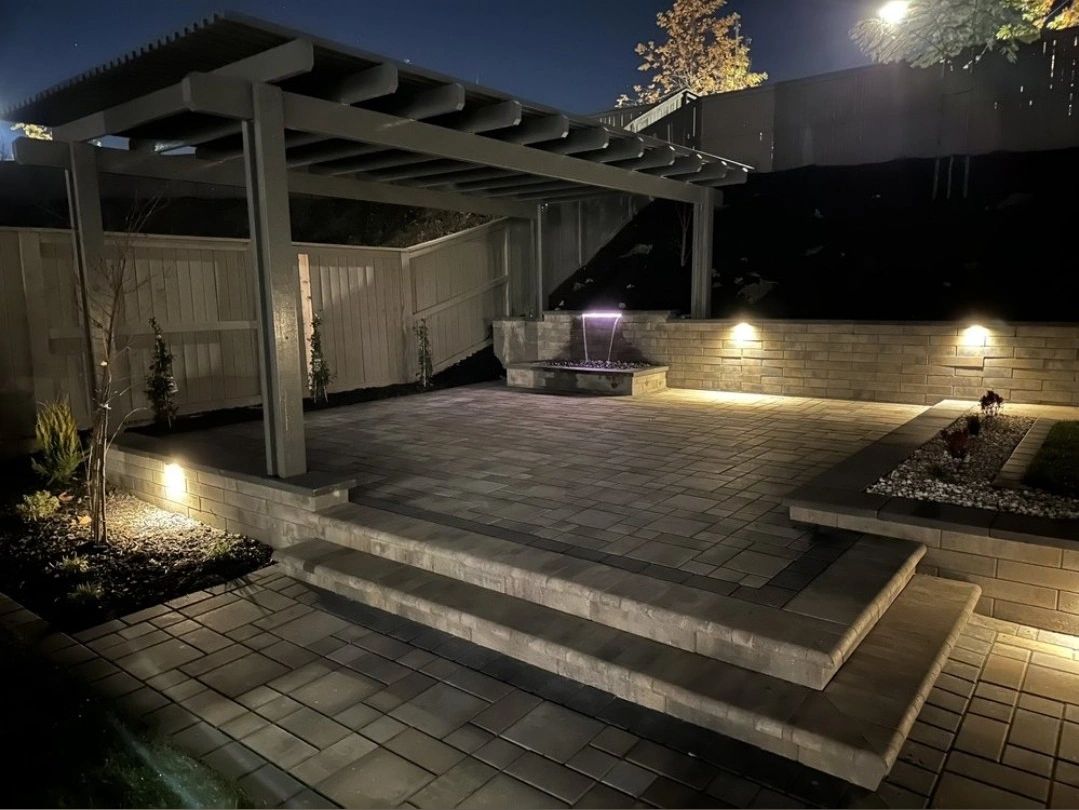 Custom water feature pergola and pavers photo 3